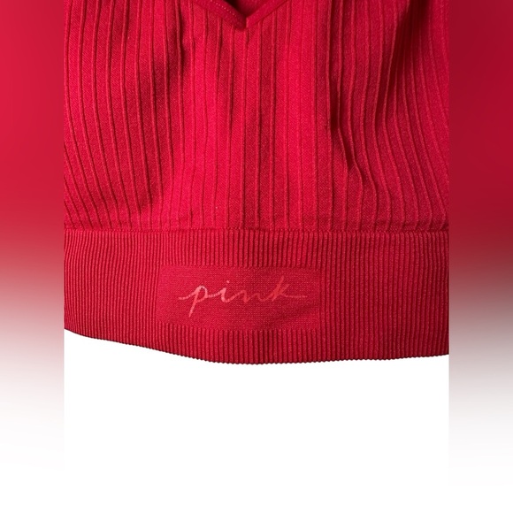 Victoria’s Secret PINK Ribbed Strappy Sports Bra Red Medium - Picture 2 of 9